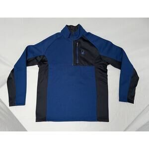 Spyder Gait Knit Sweater Men's XL Blue & Black Long Sleeve 1/4 Zip Polyester